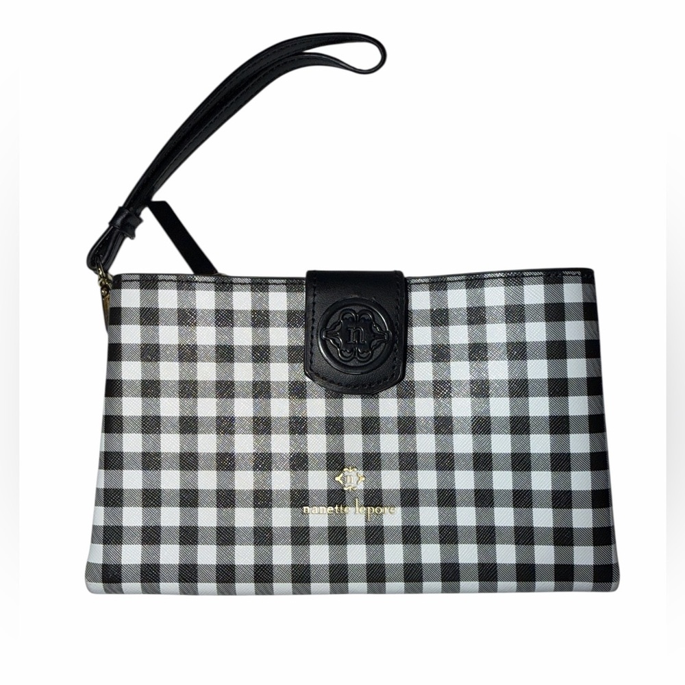 Nanette Lepore Black and White Checkered Clutch